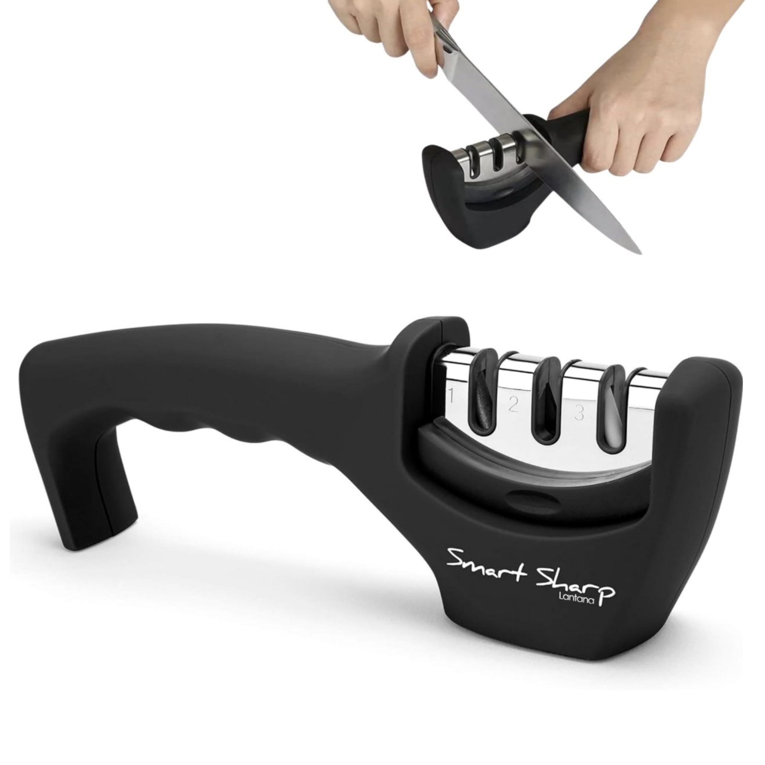Knife Sharpener — Manual 3-Stage Diamond Stone
