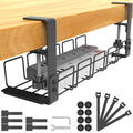 Desk Cable Tray — Under-Mount Cord Hider Steel