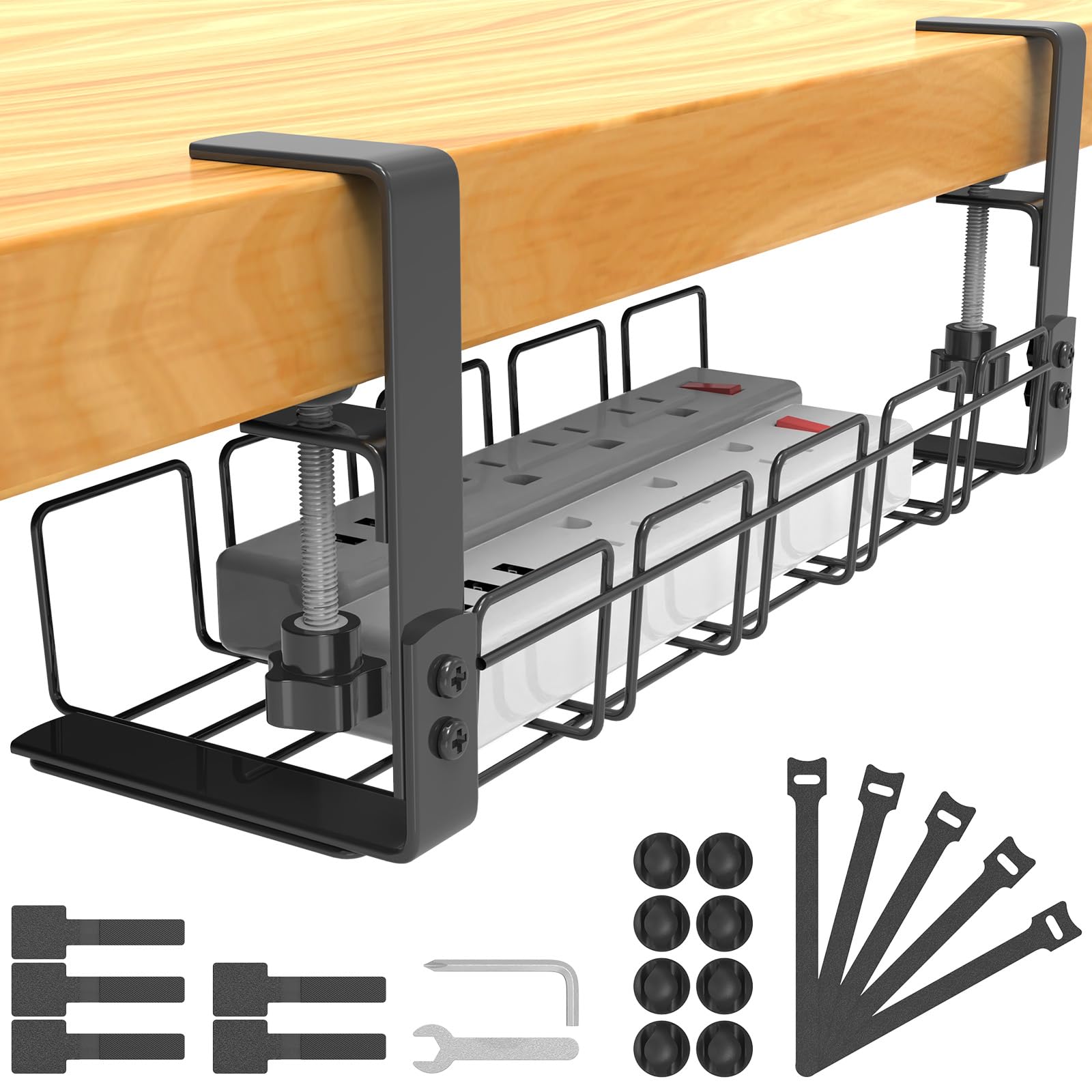 Desk Cable Tray — Under-Mount Cord Hider Steel