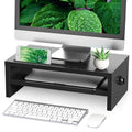 Monitor Stand Riser — Wood with Drawer Organiser