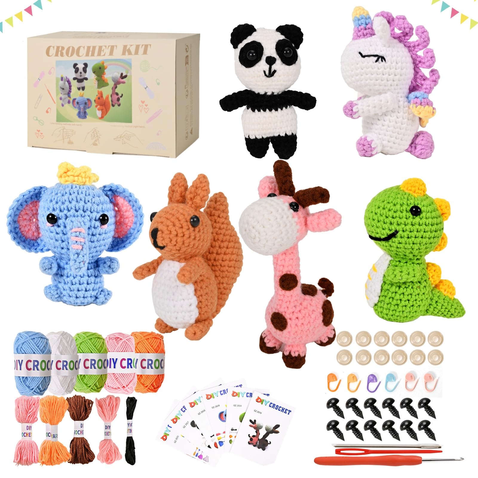Crochet Beginner Kit — Yarn + Hooks + Pattern Booklet